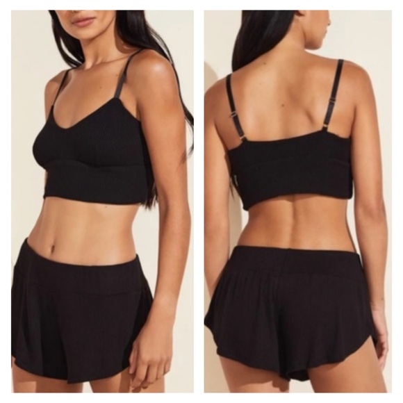 Eberjey Other - NEW Eberjey Black Elon Relaxed Rib Bralette Small NWT